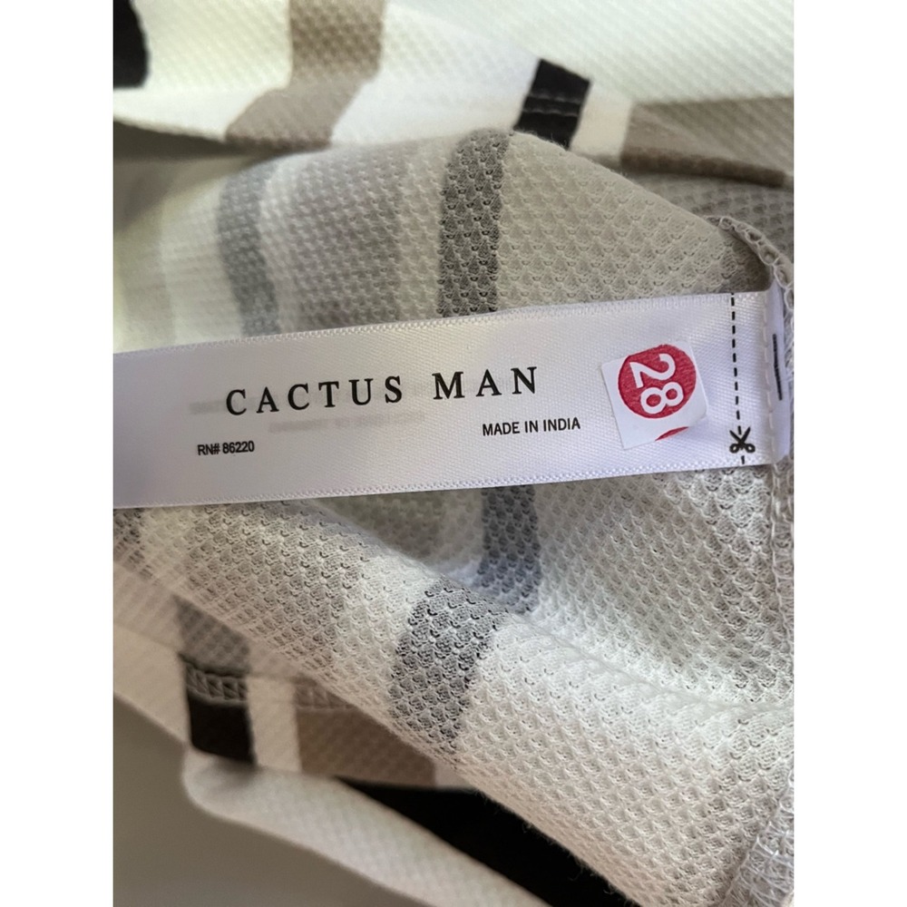 Cactus Man Ricky Singh Striped Short Sleeve Shirt Mens Small Brown Off White - Picture 5 of 9